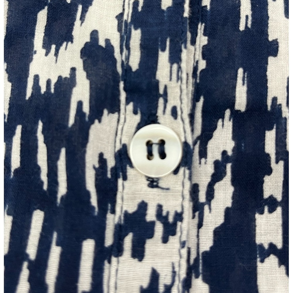 Judy Connally Tunic Shirt Sz S Lightweight Indian Cotton Navy White Abstract - Picture 7 of 12
